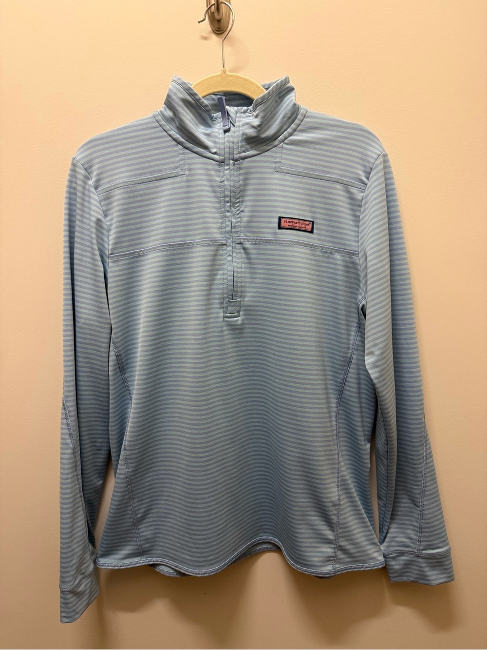 Vineyard Vines Women’s Blue Microstripe Sankaty Half Zip Pullover medium